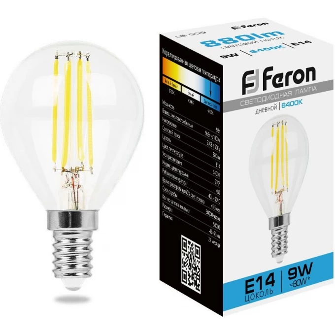 Лампа светодиодная FERON LB-509 E14 9W 6400K шарик 38223 Лампа светодиодная FERON LB-509 E14 9W 6400K шарик 38223