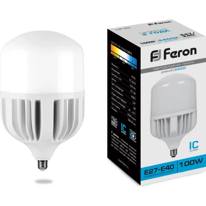 Лампа светодиодная FERON LB-65 E27-E40 100W 6400K 25827 Лампа светодиодная FERON LB-65 E27-E40 100W 6400K 25827