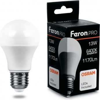 Лампа светодиодная FERON PRO LB-1013 Шар E27 13W 6400K 38034