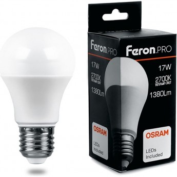 Лампа светодиодная FERON PRO LB-1017 Шар E27 17W 2700K 38038 Лампа светодиодная FERON PRO LB-1017 Шар E27 17W 2700K 38038