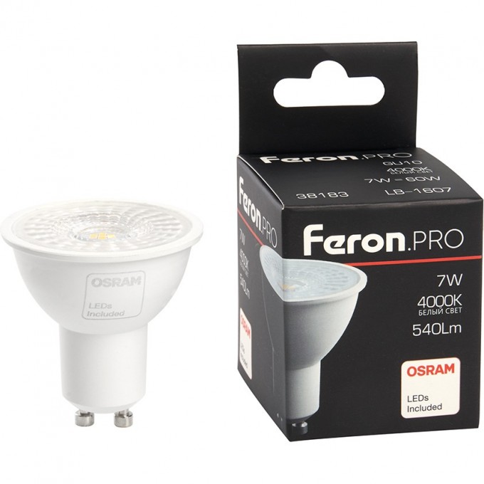 Лампа светодиодная FERON PRO LB-1607 GU10 7W 4000K 38183