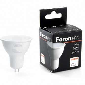 Лампа светодиодная FERON PRO LB-1610 MR16 G5.3 10W 2700K 38158