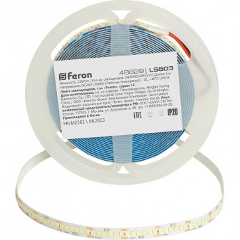 Лента светодиодная FERON LS503 240SMD(2835)/м 22Вт/м 24V 5000*10*1.22мм 3000К, IP20