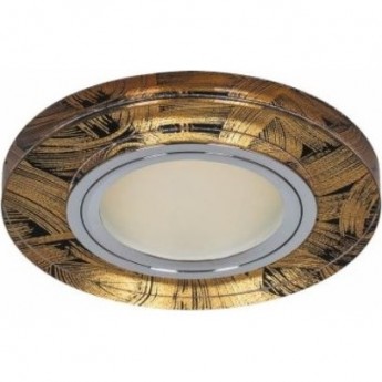 Светильник встраиваемый с белой LED подсветкой FERON 8484-2 потолочный MR16 G5.3 черно-золотистый