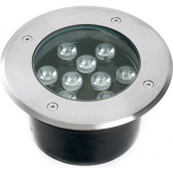 Светодиодный светильник тротуарный (грунтовый) FERON SP2803,10W, AC 12V, низковольтный, 4000К, металлик, D160*H90mm, вн.диаметр: 110mm, IP67
