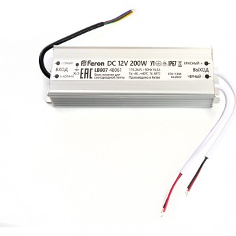 Трансформатор FERON электронный для светодиодной ленты 200W 12V IP 67 (драйвер), LB007