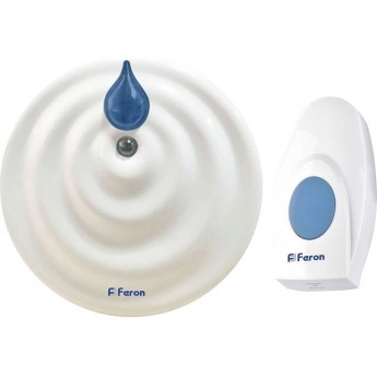 Звонок дверной беспроводной FERON E-374 Электрический 36 мелодии белый синий с питанием от батареек