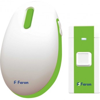 Звонок дверной беспроводной FERON E-375 Электрический 36 мелодии белый зеленый с питанием от батареек